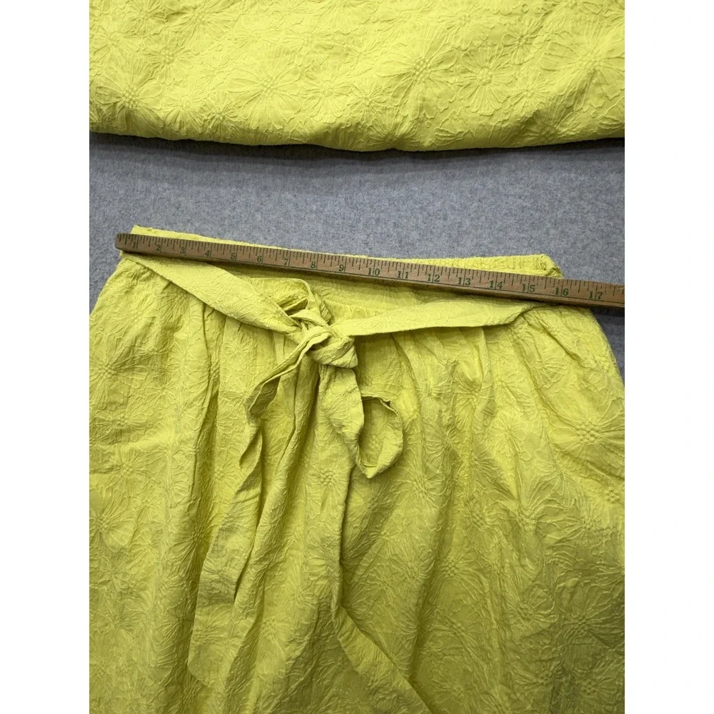 Ivy City Co Womens‎ 1X Yellow Floral Embroidered 2 Piece Skirt Set Puff Sleeve